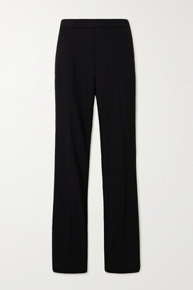 Alaina Twill-trimmed Grain De Poudre Wool Straight-leg Pants - Black