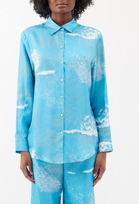 London Wave-print Silk Pyjama Shirt