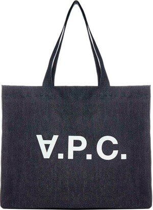 Logo Printed Denim Tote Bag