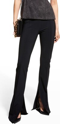 Neoprene Slit-Cuff Flare Pants