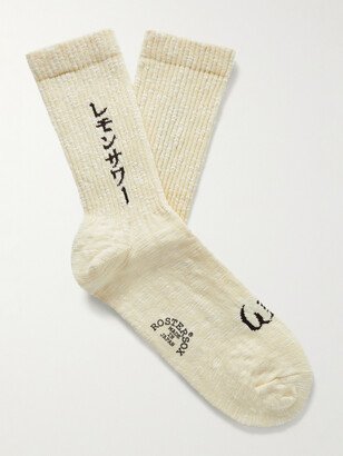 Rostersox Ribbed Intarsia Cotton-Blend Socks