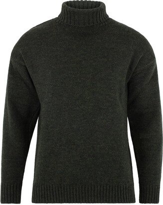 Paul James Knitwear Mens British Wool Walter Submariner Roll Neck Jumper - Loden