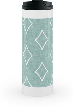 Travel Mugs: Diamonds Coordinate Woven - Mint Stainless Mug, White, 16Oz, Green