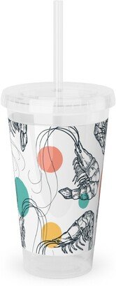 Travel Mugs: Fun Shrimp - Multi Acrylic Tumbler With Straw, 16Oz, Multicolor