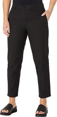 Petite High-Waisted Tapered Ankle Pants (Black) Women's Clothing