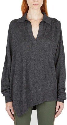 V-neck Asymmetric Knitted Sweater-AA