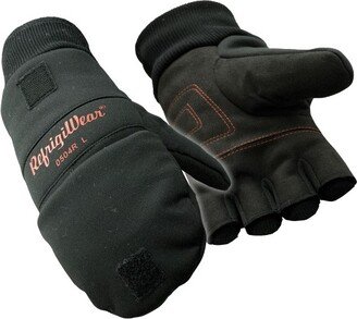 Fleece Lined Fiberfill Insulated Softshell Convertible Mitten Gloves (Black, 2XL)