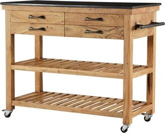 Coastal Wood Kitchen Cart Brown - Olivia & May