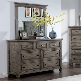 Fron Transitional Warm Grey 60-inch Wide Wood 7-Drawer 2-Piece Dresser and Mirror Set