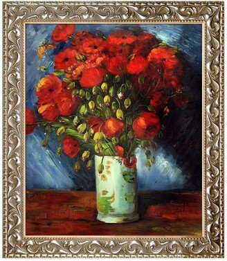 OVERSTOCK ART Vincent Van Gogh Vase with Red Poppies Framed Canvas Wall Art