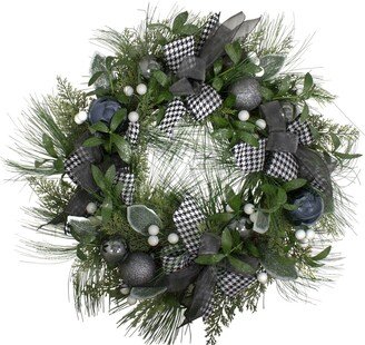 Northlight 24 Hounds tooth and Berries Unlit Artificial Christmas Wreath