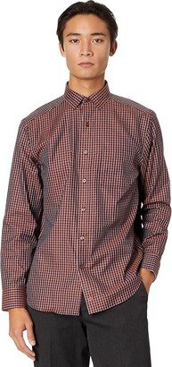 Long Sleeve Dress Shirt (Rust Twill Windowpane) Men's Long Sleeve Button Up