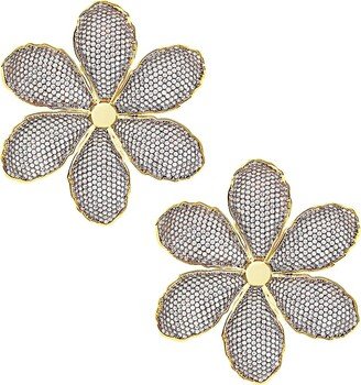 Begum's Garden Magnolia 24K-Gold-Plated & Zircon Clip-On Earrings