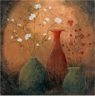 Pablo Esteban Flowers in Vases Distressed Canvas Art - 19.5 x 26