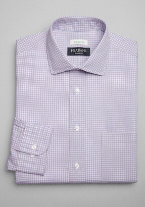 Big & Tall Men's Traveler Collection Tailored Fit Spread Collar Mini Grid Dress Shirt