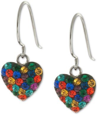 Crystal Pave Heart Drop Earrings in Sterling Silver, Created for Macy's