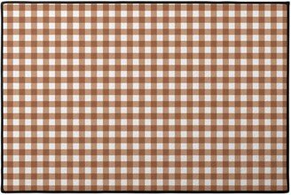 Door Mats: Gingham Plaid Check Door Mat, Brown