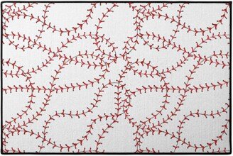 Door Mats: Baseball Seams Door Mat, White