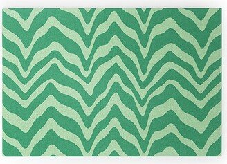 Sewzinski Wavy Lines Mint Green Welcome Mat