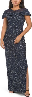 TJMAXX Reese Twist Soutache Embroidered Illusion Gown For Women