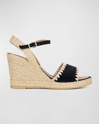 Jiliana Suede Stitch Wedge Espadrille Sandals