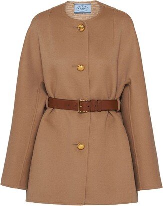 Belted Single-Breasted Wool Coat-AA