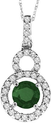 Suzy Levian 14K 0.65 Ct. Tw. Diamond & Emerald Pendant Necklace