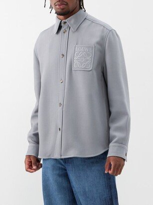 Anagram-embroidered Wool-blend Twill Overshirt