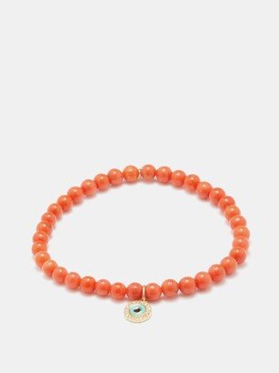 Evil Eye Diamond, Coral & 14kt Gold Bracelet