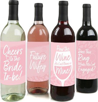 Big Dot Of Happiness Pink Elegantly Simple - Party Favors Decor Wine Bottle Label Stickers - 4 Ct