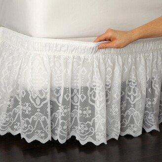 Collections Etc Lace Trimmed Bed Wrap Ruffle Bed Skirt