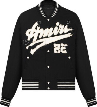 Shrunken logo-patch bomber jacket