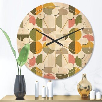 Designart 'Vintage Circular Design I' Mid-Century Modern Wood Wall Clock