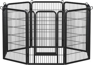 8 Panels Metal Dog Playpen Outdoor Indoor Fence, Black