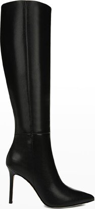 Lisa Leather Stiletto Wide-Calf Knee Boots