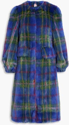 Fern checked faux fur coat