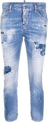 Distressed Cropped Jeans-AM