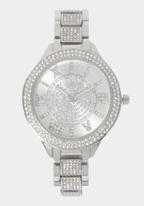 Silver Dial Crystal Bezel Watch-AA