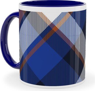 Mugs: Cora's Plaid - Blue Ceramic Mug, Blue, 11Oz, Blue