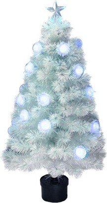 Northlight 4' Pre-Lit Medium White Iridescent Fiber Optic Artificial Christmas Tree, Blue LED Lights