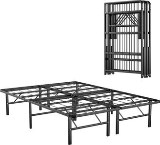 EPOWP 14 Inches Metal Platform Bed Frame Full Size, Heavy Duty Foldable Mattress Foundation with Steel Slat Support