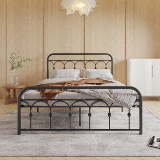 IGEMAN Queen Bed Metal Platform Bed Frame with Headboard and Footboard, 12.4 Under Bed Storage, White