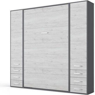 Contempo Vertical Wall Bed with 2 cabinets and mattress 55.1 x 78.7 inch-AA