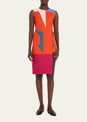 Colorblock Sheath Wool Dress