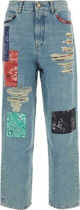 The Twelve Signs Distressed Straight-Leg Jeans-AA