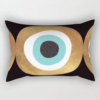 Gold Evil Eye 70s Bohemian Lucky Charm Nazar Rectangular Pillow