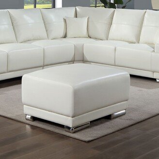 Leonara Contemporary White Faux Leather Ottoman