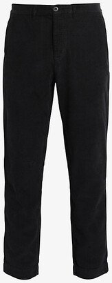 Mens Black Sleid Regular-fit Straight-leg Organic-cotton Trousers