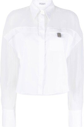 sheer-panel Monili-chain shirt