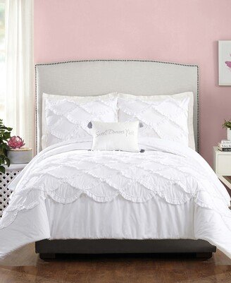 Closeout! 4 Piece Ruffled Scallop Comforter Set, Full/Queen